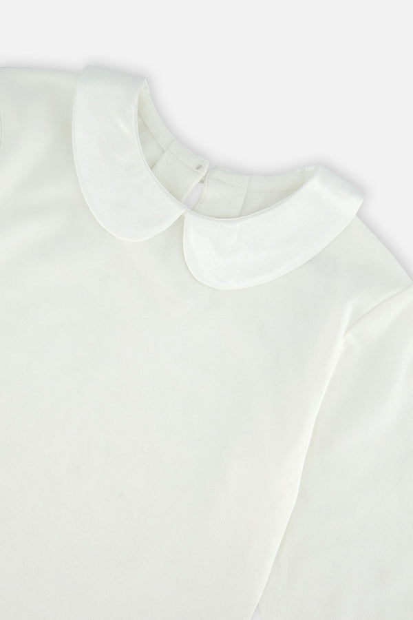 Organic Cotton T-Shirt With Peter Pan Collar Off-White