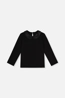 Organic Cotton T-Shirt With Peter Pan Collar Black - J20Q70_09990
