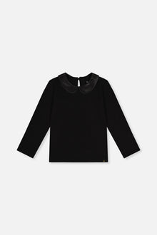 Organic Cotton T-Shirt With Peter Pan Collar Black - J20Q70_09990