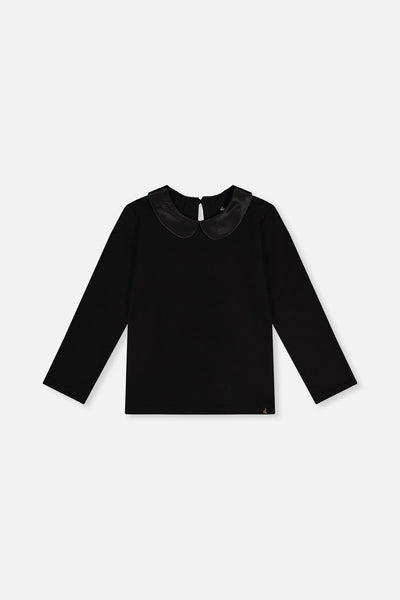 Organic Cotton T-Shirt With Peter Pan Collar Black - J20Q70_09990