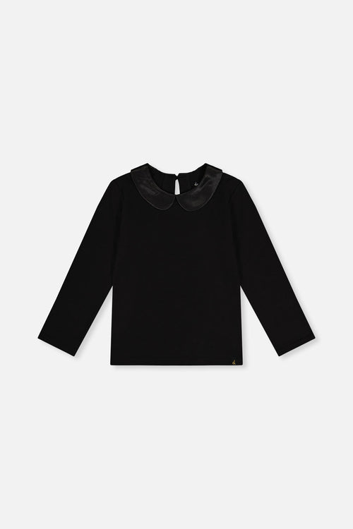 Organic Cotton T-Shirt With Peter Pan Collar Black - J20Q70_09990