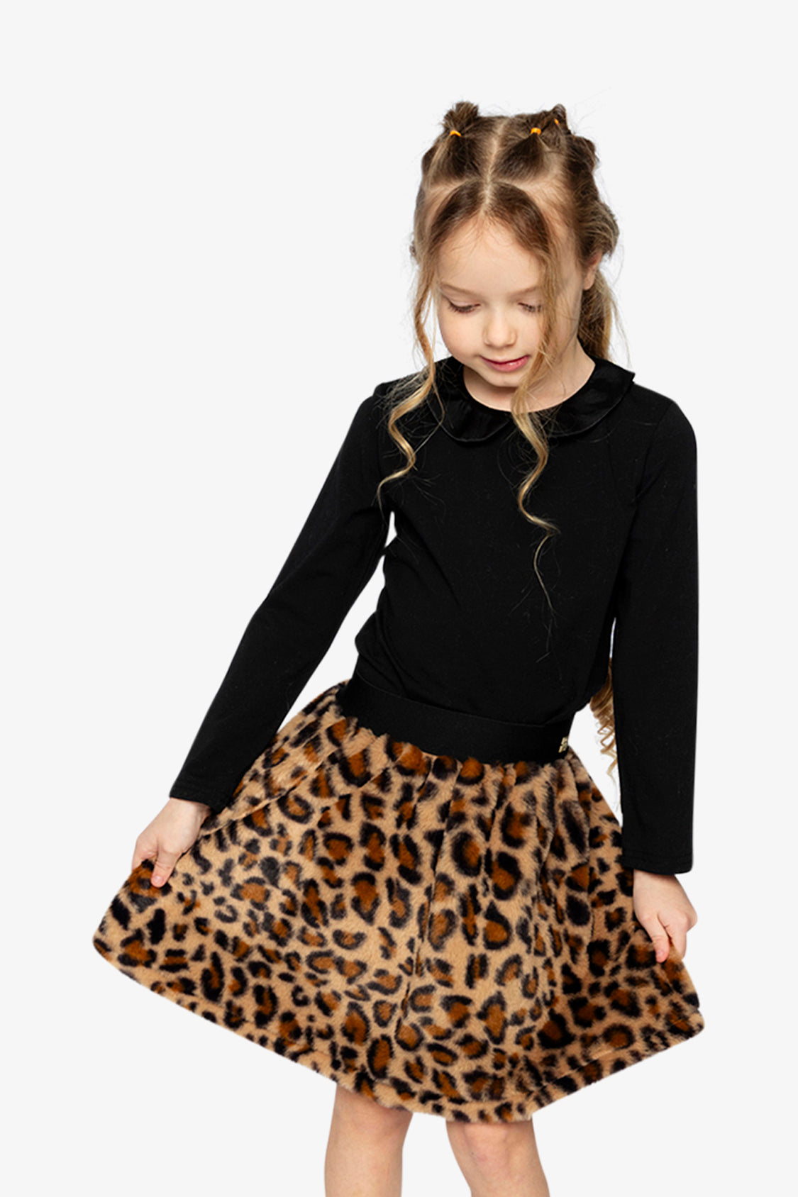 Organic Cotton T-Shirt With Peter Pan Collar Black - J20Q70_09990