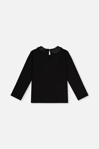 Organic Cotton T-Shirt With Peter Pan Collar Black - J20Q70_09990