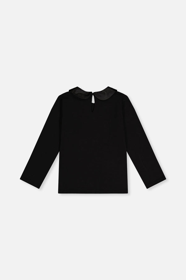 Organic Cotton T-Shirt With Peter Pan Collar Black - J20Q70_09990