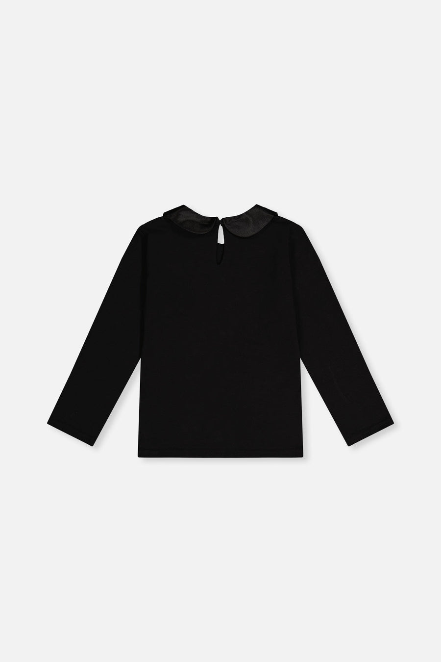 Organic Cotton T-Shirt With Peter Pan Collar Black - J20Q70_09990