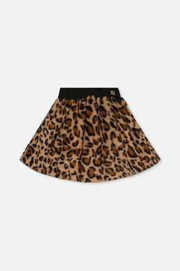 Faux Fur Skirt Brown Leopard Print - J20Q80_2J303