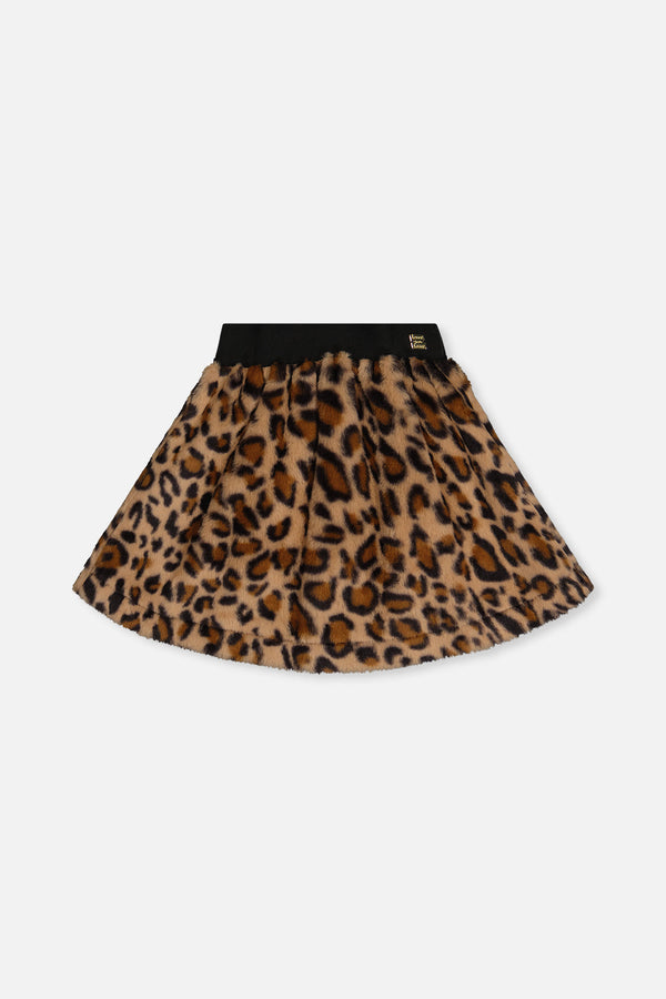 Faux Fur Skirt Brown Leopard Print - J20Q80_2J303
