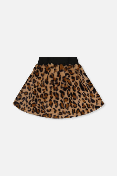 Faux Fur Skirt Brown Leopard Print - J20Q80_2J303