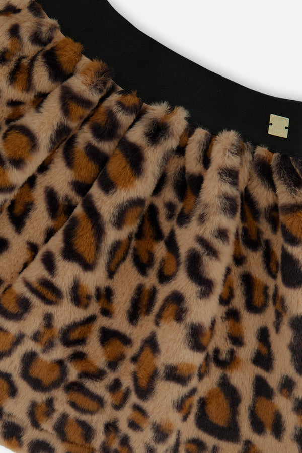 Faux Fur Skirt Brown Leopard Print - J20Q80_2J303