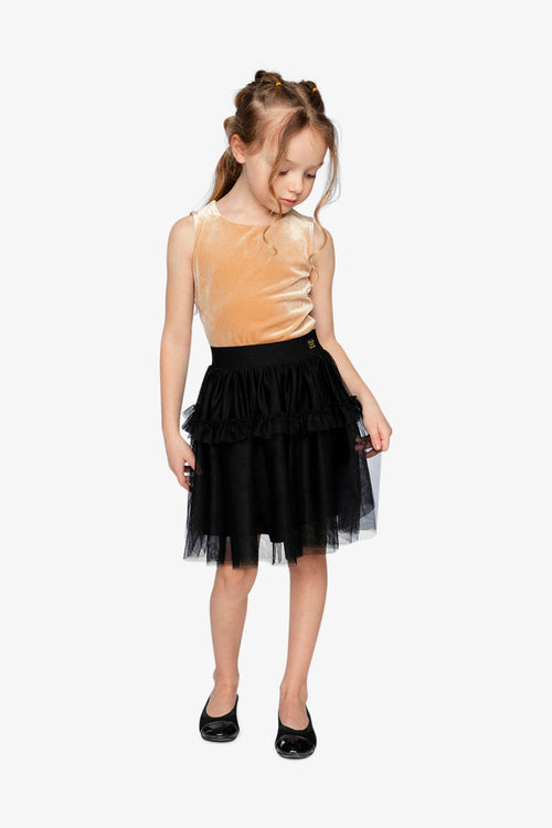 Bi-Material Sleeveless Dress Beige And Black - J20Q85_01160