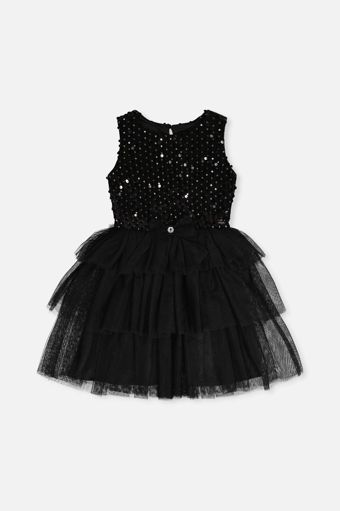 Bi-Material Sleeveless Dress Black - J20Q86_09990