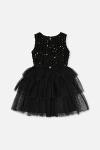 Robe bi-matière sans manches noir
