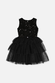 Bi-Material Sleeveless Dress Black - J20Q86_09990