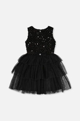 Bi-Material Sleeveless Dress Black - J20Q86_09990