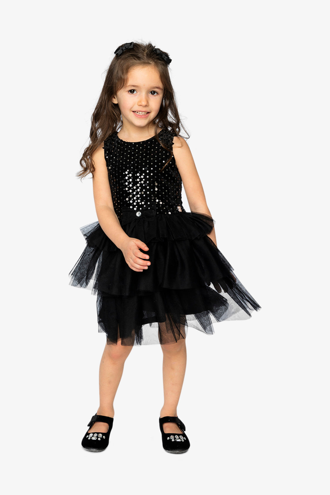 Bi-Material Sleeveless Dress Black - J20Q86_09990