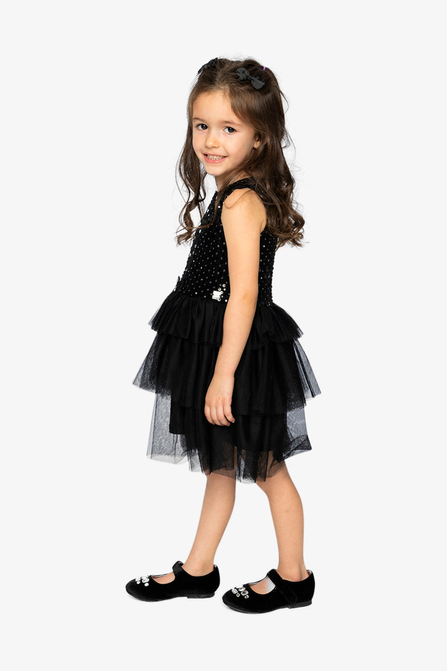 Bi-Material Sleeveless Dress Black - J20Q86_09990