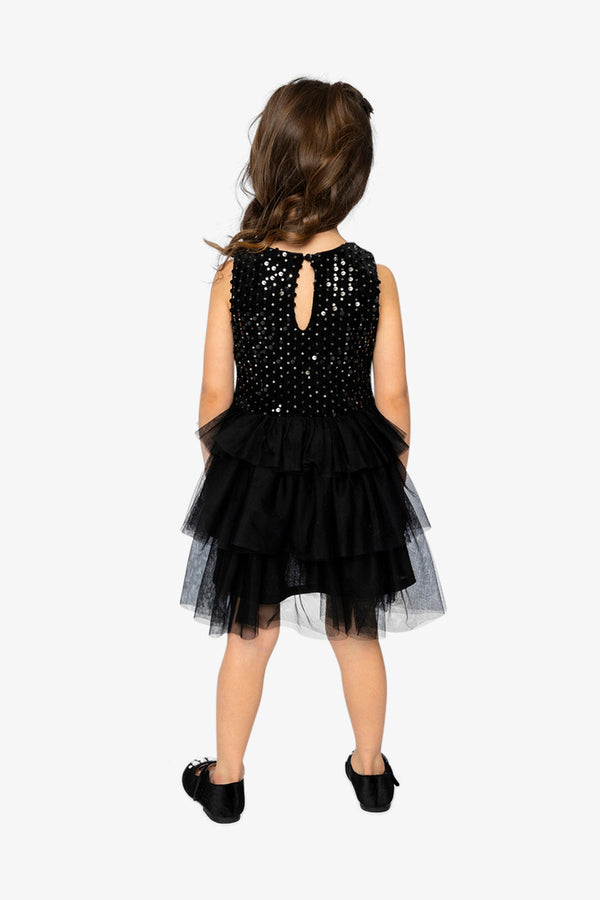 Bi-Material Sleeveless Dress Black - J20Q86_09990