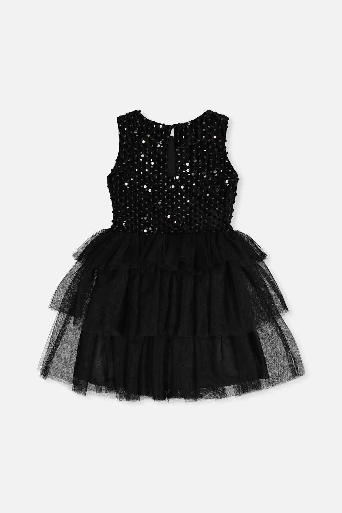 Bi-Material Sleeveless Dress Black - J20Q86_09990