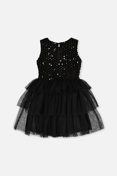 Bi-Material Sleeveless Dress Black - J20Q86_09990