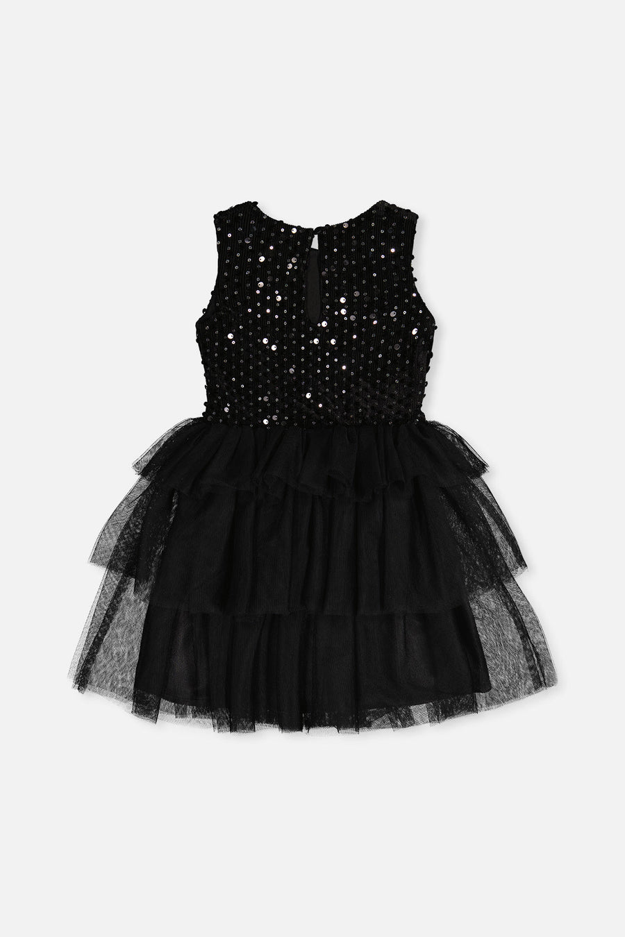 Bi-Material Sleeveless Dress Black - J20Q86_09990