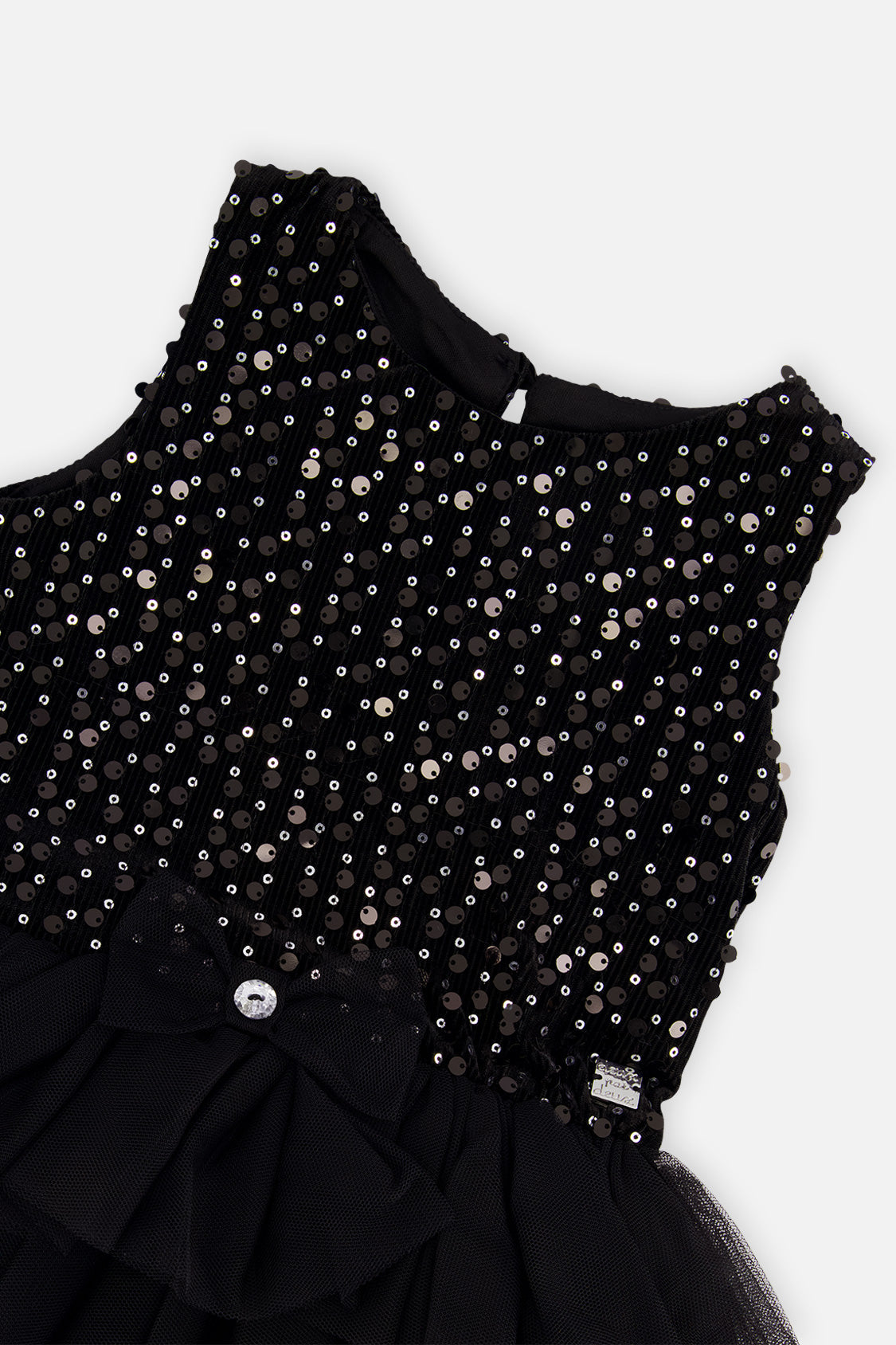 Bi-Material Sleeveless Dress Black - J20Q86_09990