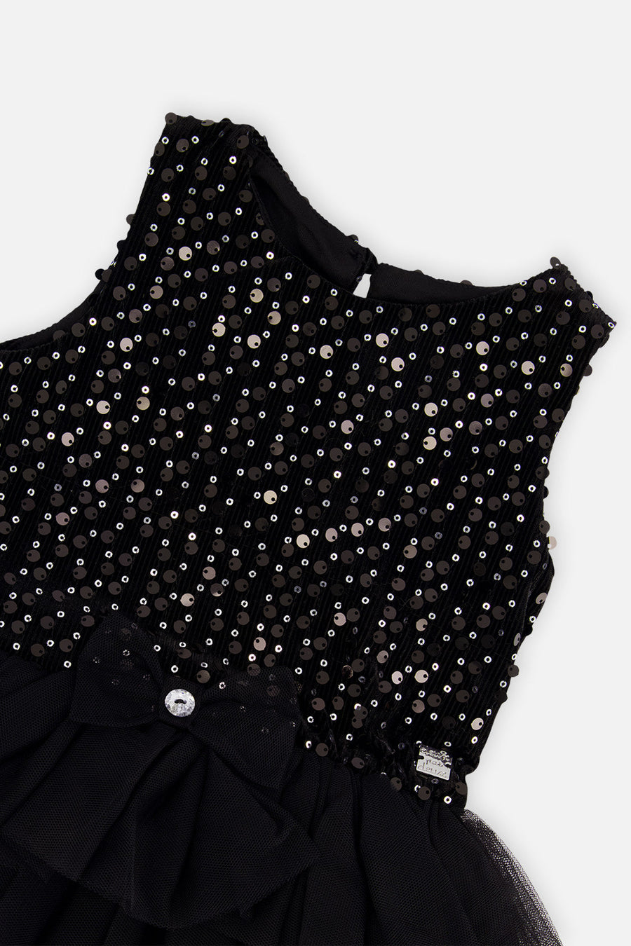 Bi-Material Sleeveless Dress Black - J20Q86_09990