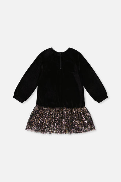 Bi-Material Raglan Sleeves Dress Black And Gold - J20Q88_09990