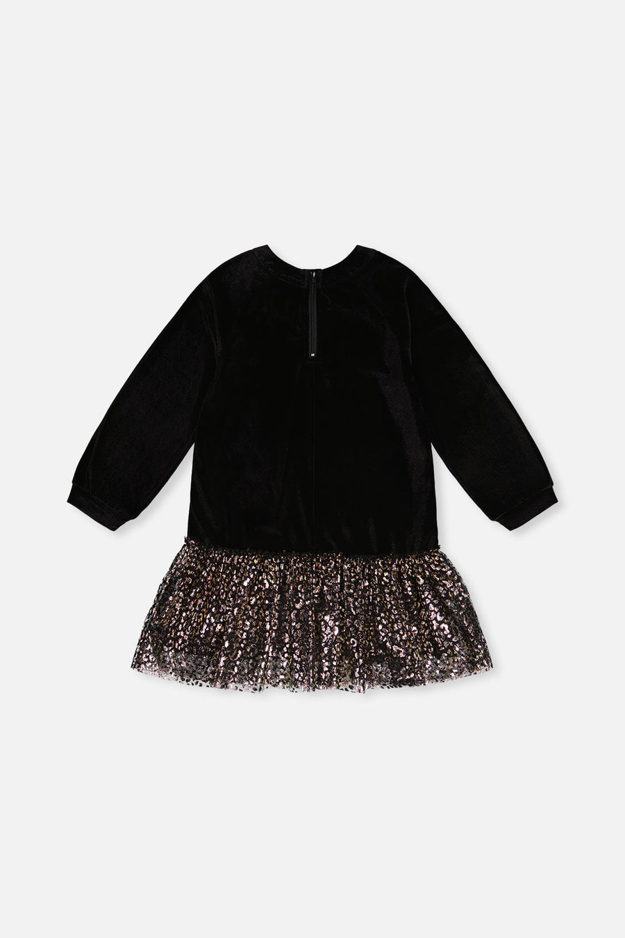 Bi-Material Raglan Sleeves Dress Black And Gold - J20Q88_09990