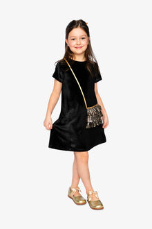 Sleeveless A-Line Dress Black And Gold - J20Q89_09990