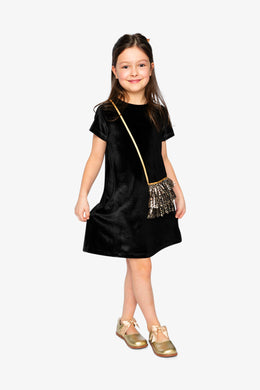 Sleeveless A-Line Dress Black And Gold - J20Q89_09990