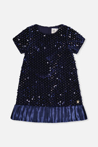 Robe trapèze manches courtes bleu foncé