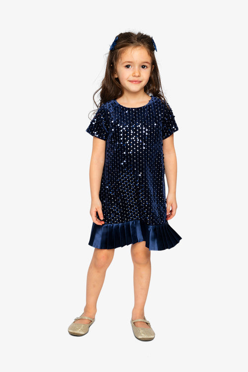 Short Sleeve A-Line Dress Dark Blue - J20Q90_04820