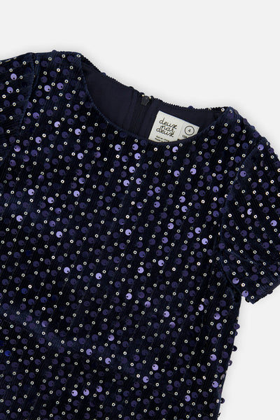 Short Sleeve A-Line Dress Dark Blue - J20Q90_04820
