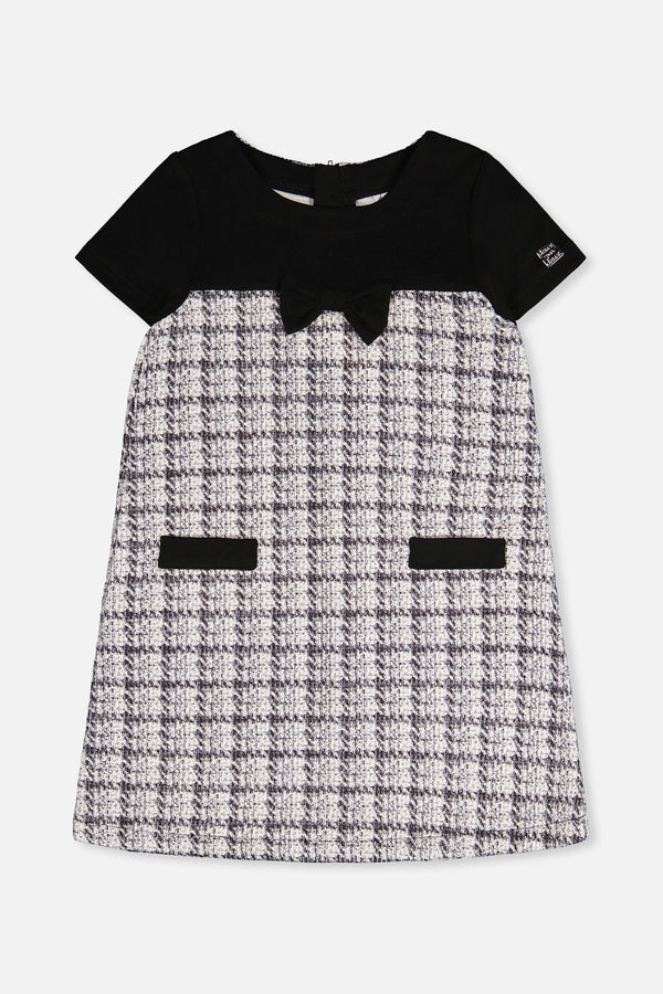Sleeveless Knitwear A-Line Dress Black And White - J20Q94_2J304