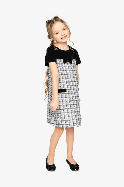 Sleeveless Knitwear A-Line Dress Black And White - J20Q94_2J304
