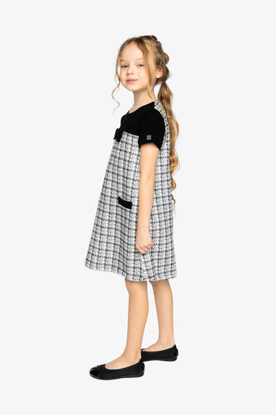 Sleeveless Knitwear A-Line Dress Black And White - J20Q94_2J304