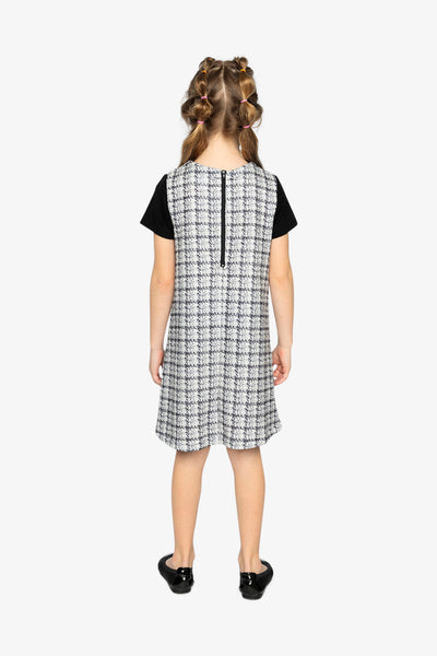 Sleeveless Knitwear A-Line Dress Black And White - J20Q94_2J304