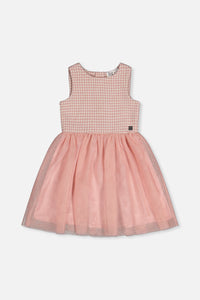 Bi-Material Sleeveless Dress Pink Houndstooth - J20Q97_2J308