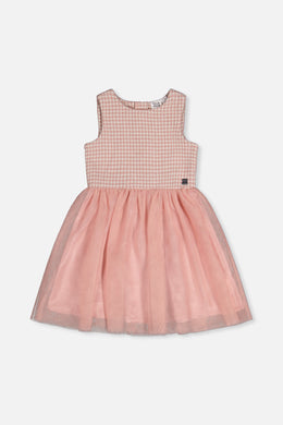 Bi-Material Sleeveless Dress Pink Houndstooth - J20Q97_2J308