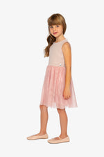Bi-Material Sleeveless Dress Pink Houndstooth - J20Q97_2J308