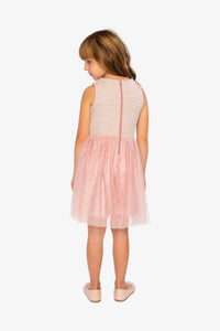 Bi-Material Sleeveless Dress Pink Houndstooth - J20Q97_2J308