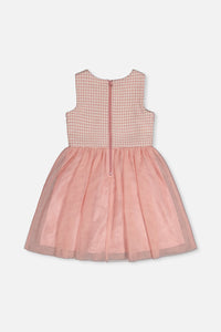 Bi-Material Sleeveless Dress Pink Houndstooth - J20Q97_2J308