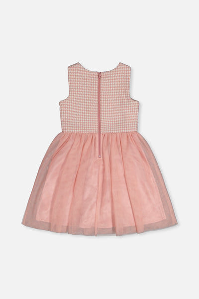 Bi-Material Sleeveless Dress Pink Houndstooth - J20Q97_2J308
