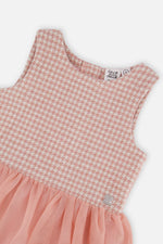 Bi-Material Sleeveless Dress Pink Houndstooth - J20Q97_2J308