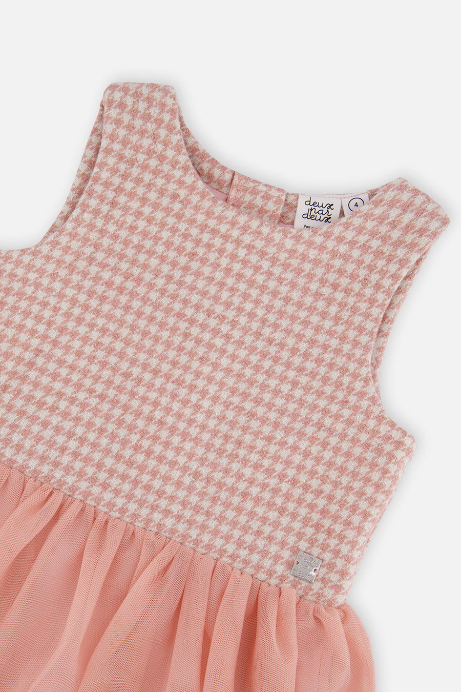 Bi-Material Sleeveless Dress Pink Houndstooth - J20Q97_2J308