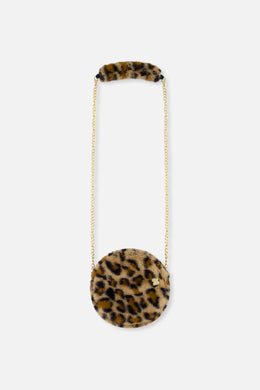 Faux Fur Shoulder Bag Brown Leopard Print - J20QA_2J303