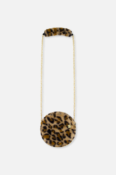 Faux Fur Shoulder Bag Brown Leopard Print - J20QA_2J303