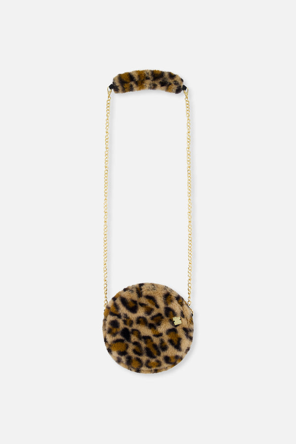Faux Fur Shoulder Bag Brown Leopard Print - J20QA_2J303
