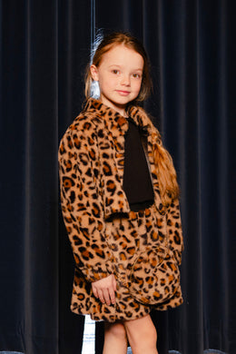 Faux Fur Shoulder Bag Brown Leopard Print - J20QA_2J303