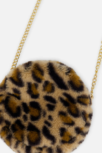 Faux Fur Shoulder Bag Brown Leopard Print - J20QA_2J303